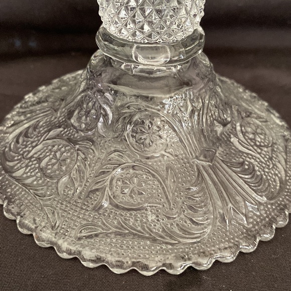 Vintage Pair Duncan Miller Sandwich Glass Candlesticks - Picture 3 of 5